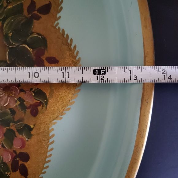 60s Toleware Hand Painted Metal Oval Tray 16.5" x 13.5" Bar Kitchen Serving Vtg - Picture 7 of 10